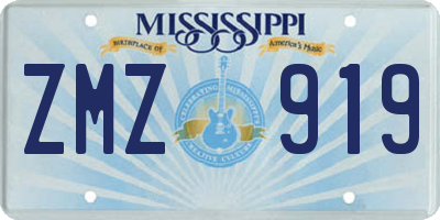 MS license plate ZMZ919