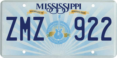MS license plate ZMZ922