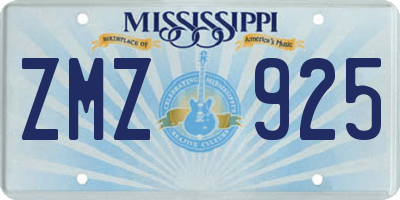 MS license plate ZMZ925