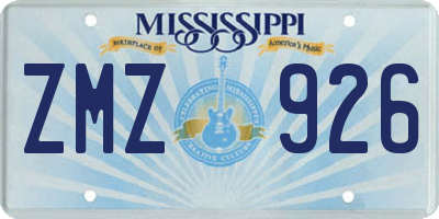MS license plate ZMZ926