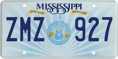MS license plate ZMZ927