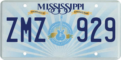 MS license plate ZMZ929