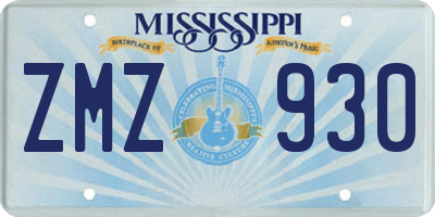 MS license plate ZMZ930