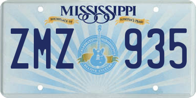MS license plate ZMZ935