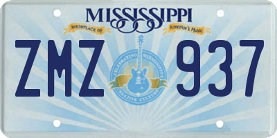 MS license plate ZMZ937
