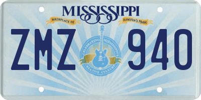 MS license plate ZMZ940