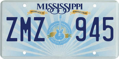 MS license plate ZMZ945