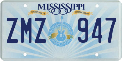 MS license plate ZMZ947