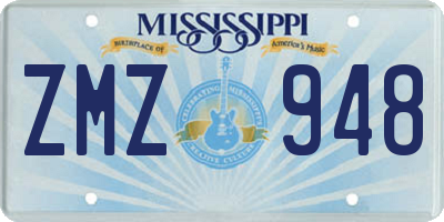 MS license plate ZMZ948