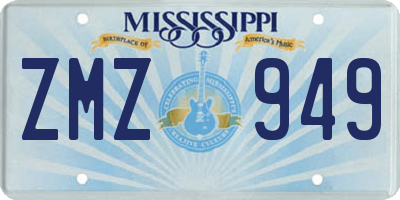 MS license plate ZMZ949