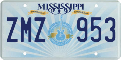 MS license plate ZMZ953