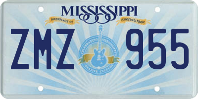 MS license plate ZMZ955