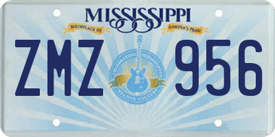 MS license plate ZMZ956