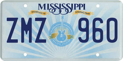 MS license plate ZMZ960