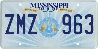 MS license plate ZMZ963