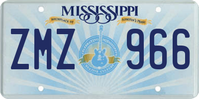 MS license plate ZMZ966