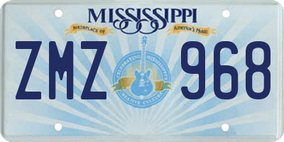 MS license plate ZMZ968