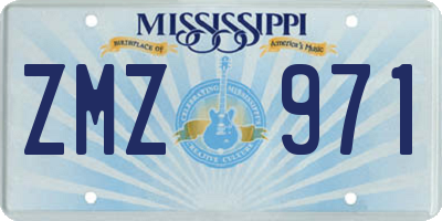 MS license plate ZMZ971