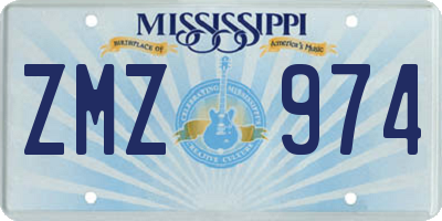 MS license plate ZMZ974
