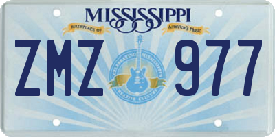 MS license plate ZMZ977