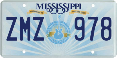 MS license plate ZMZ978