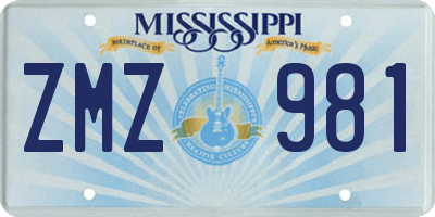 MS license plate ZMZ981