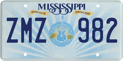 MS license plate ZMZ982