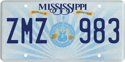 MS license plate ZMZ983