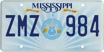 MS license plate ZMZ984