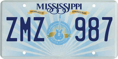 MS license plate ZMZ987