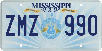 MS license plate ZMZ990