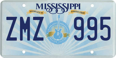 MS license plate ZMZ995