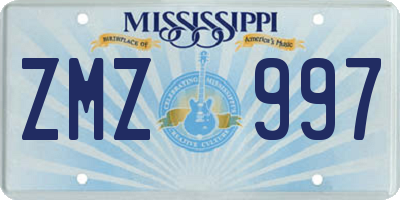 MS license plate ZMZ997