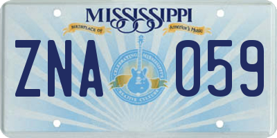 MS license plate ZNA059