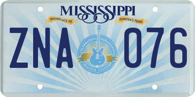 MS license plate ZNA076