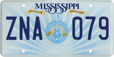MS license plate ZNA079