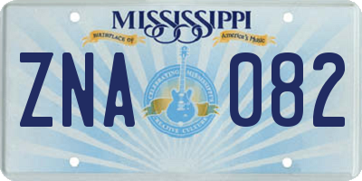 MS license plate ZNA082