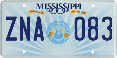 MS license plate ZNA083