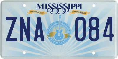 MS license plate ZNA084