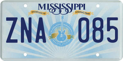MS license plate ZNA085