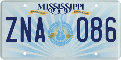 MS license plate ZNA086
