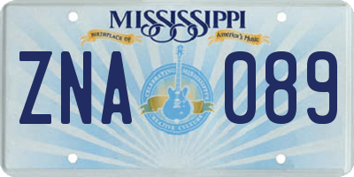 MS license plate ZNA089