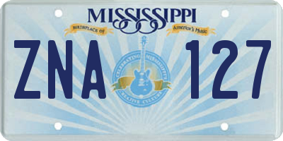 MS license plate ZNA127
