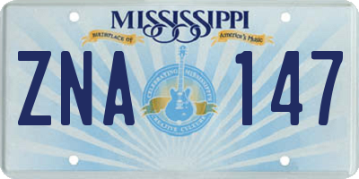 MS license plate ZNA147