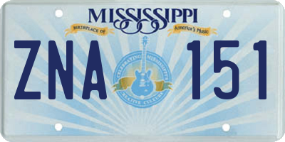 MS license plate ZNA151