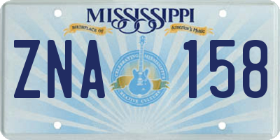 MS license plate ZNA158