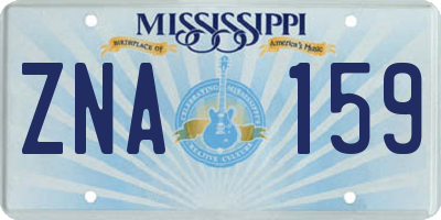MS license plate ZNA159