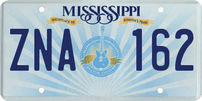 MS license plate ZNA162