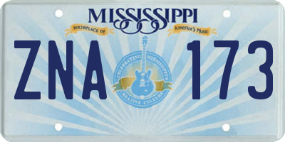 MS license plate ZNA173