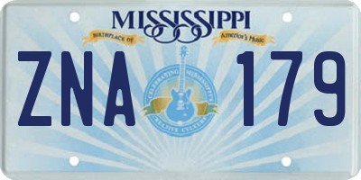 MS license plate ZNA179